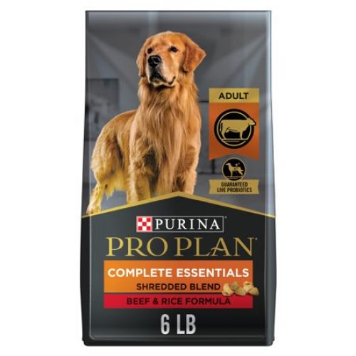 Purina Pro Plan High Protein Dog Food With Probiotics for Dogs, Shredded Blend Beef & Rice Formula, 6 lb. Bag