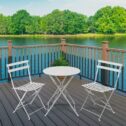 Pyramid Home Decor 3 Piece Outdoor Bistro Set - Foldable Outdoor Chairs Set of 2 and Folding Bistro Table -...