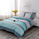 Queen Size Duvet Cover Set 3 Piece-Printed Microfiber Comforter Cover with Zipper Closure