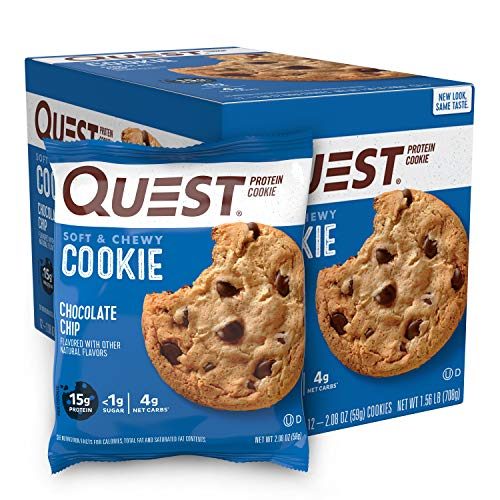Quest Nutrition Chocolate Chip Protein Cookie, Keto Friendly, High Protein, Low Carb, Soy Free, 12 Count 