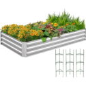 Quictent Galvanized Raised Garden Bed 6x3x1ft Thickened Metal Planter Box Hold 18cft Soil