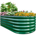 Quictent Galvanized Tall Raised Garden Bed Kit, 6x3x1.5 ft Oval Large Planting Box Rubber Strip Edging, for Vegetables Outdoor Double...