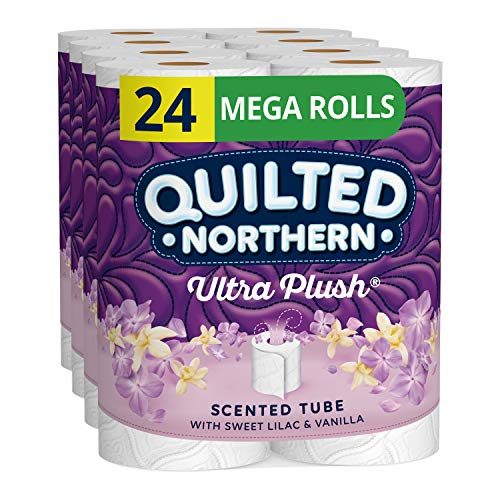 Quilted Northern Ultra Plush Toilet Paper with Sweet Lilac & Vanilla Scented Tube, 24 Mega Rolls, 3-Ply Bath Tissue
