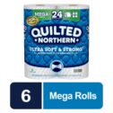 Quilted Northern Ultra Soft & Strong Toilet Paper, 6 Mega Rolls = 24 Regular Rolls, 2-Ply Bath Tissue
