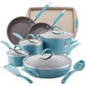 Rachael Ray 13-Piece Hard Porcelain Enamel Nonstick Cookware Set, Agave Blue