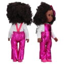 Rebirth Gift 14in Reborn Baby Dolls African Black Skin Girl Doll Fashionable Child Toys GiftQ14-57 Rose Red