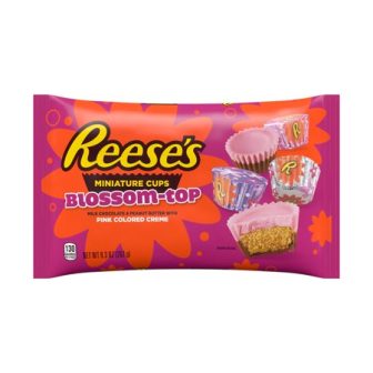 REESE'S, Miniatures Blossom Top Milk Chocolate Peanut Butter with Pink Creme Cups...