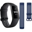 Refurbished FitBit FB409LBNDL Charge 3 Black with Bonus Navy Band