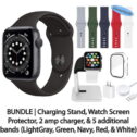 Restored Apple Watch Series 6 (GPS, 44 mm) Space Gray Aluminum Case Bundle: Black Sport Band 5 Bonus Bands, Charging...