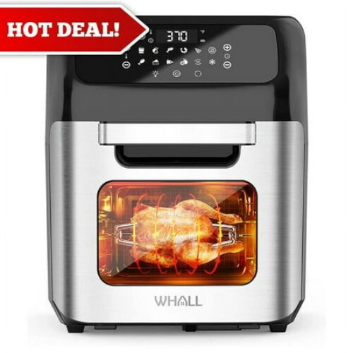 Restored Whall Air Fryer Oven 13QT, Rotisserie Oven, 1700W Air Fryer Toaster Oven, 12-in-1 (Refurbished)