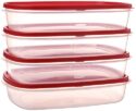 Rubbermaid 644766082353 Easy Find Lid Food Storage Container, BPA-Free Plastic, 1-1/2 Gal (4-Pack), clear
