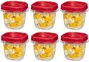 Rubbermaid 781147333731 Easy Find Square 1/2-Cup Food Storage Container, 6 Pack, (6 Cups), Clear with Red Lid