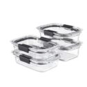 Rubbermaid Brilliance Glass Food Storage Containers, Set of 4 Food Containers with Lids (8 Pieces Total), BPA Free and Leak...