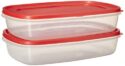 Rubbermaid Easy Find Lid Square 1.5-Gallon Food Storage Container, 2-Pack, 24 Cup, Clear/Red
