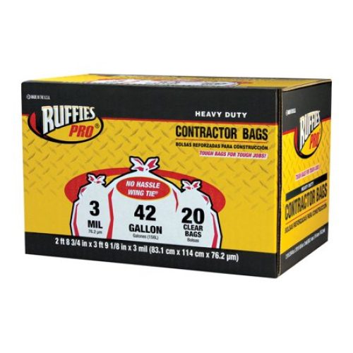 Ruffies Pro 1124919 Ruffies 1124919 Pro 42 Gal Contractor Bags Wing Ties 20 pc