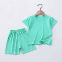 Sakmal Green Kids Clothes Clearance Under $5 For Girls And Boys Outfit Sets Short Sleeve Solid 1-8y Crew Neck Tee...