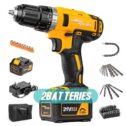 SALEM MASTER 21V Impact Drill with 2 Batteries, Cordless Drill Driver 350 In-lb Torque 25+3 Clutch, 3/8