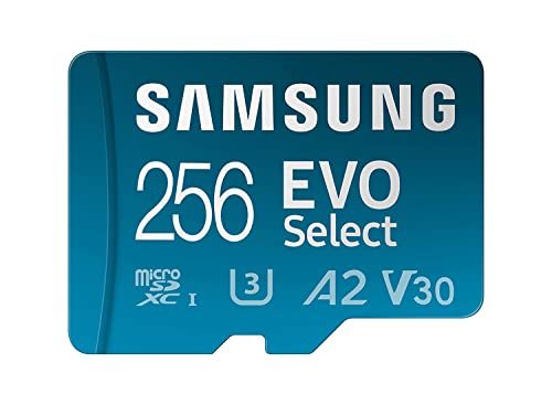 SAMSUNG EVO Select Micro SD-Memory-Card + Adapter, 256GB microSDXC 130MB/s Full HD & 4K UHD, UHS-I, U3, A2, V30, Expanded...