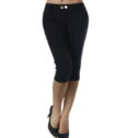 SBYOJLPB Fashion Women Plus Size Solid Button Zipper Casual Pants Calf-Length Trousers Black 10(XL)