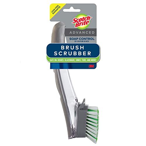 Scotch-Brite Advanced Soap Control Dishwand Brush Scrubber, Antibacterial* Dish Wand Brush with Soap Dispenser