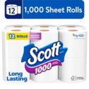 Scott 1000 Toilet Paper, 12 Rolls, 1,000 Sheets per Roll