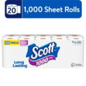 Scott 1000 Toilet Paper, 20 Rolls, 1,000 Sheets Per Roll