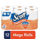 Scott ComfortPlus Toilet Paper, 12 Mega Rolls