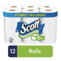 Scott Rapid-Dissolving Toilet Paper, 12 Regular Rolls