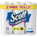 Scott Unscented Bathroom Tissue, 1000 sheets, 18 rolls