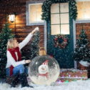 SDJMa Light Up Inflatable Christmas Ball, 24Inch Giant Inflatable Christmas Snow Globe with Built-in LED Light and Remote, Xmas Decorated...