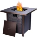 SEGMART 28'' Outdoor Gas Fire Pit Table, 40,000 BTU Propane Patio Heater with Lid and Lava Rocks, Propane Fire Pit...