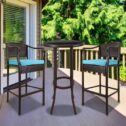 SEGMART 3-Piece Bistro Height Bar Sets for Outside, Poolside Patio Furniture Sets with 2 PCS Bar Chair and Table, Outdoor...