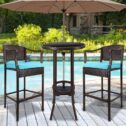 Segmart 3 Pieces Outdoor Bistro Patio Bar Furniture Set, Outdoor Height Bar Bistro Table Set with High Top Table and...