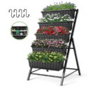SEJOV 4 ft Vertical Garden 5-Tier Raised Garden Bed Planter Box for Patio Balcony Flower Herb Freestanding Garden Planter -...