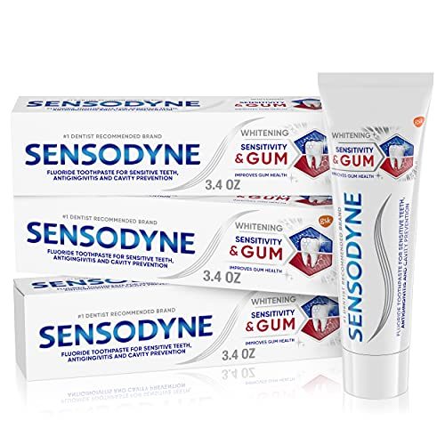 Sensodyne Sensitivity & Gum Whitening Toothpaste, Toothpaste for Sensitive Teeth & Gum Problems, 3.4 s (Pack of 3), 10.2 Oz
