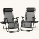 Set of 2 Ergonomically Recliner Zero Gravity Lounge Chair Adjustable Lying Angle