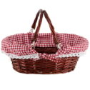 SEUNMUK 14 inch Brown Wicker Basket, Willow Basket with Handle and Washable Liner, Hand Woven Easter Basket for Candy, Fruit