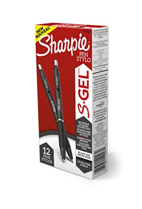 Sharpie S-Gel, Gel Pens, Ultra Fine Point (0.38mm), Black, 4 Count