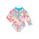 SHELLOHA Baby and Toddler Girls UPF50+, 1PC Long Sleeve Swim Suit, Sizes 12M-5T