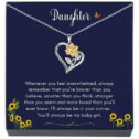 SheridanStar Daughter Sunflower Heart Pendant Necklace, Daughter Jewelry Gifts from Mom, Dad, Mother, Father, Parents for Easter, Birthday, Graduation Present...