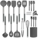 Silicone Cooking Utensil Set, 30 Pcs Non-stick Kitchen Utensil, Heat Resistant Cookware, Silicone Kitchen Tools Gift with Stainless Steel Handle
