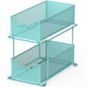Simple Houseware 2 Tier Sliding Cabinet Basket Organizer Drawer, Turquoise