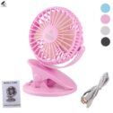 Sixtyshades Battery Operated Mini Fan with Clip Portable 3 Speeds USB Rechargeable Small Desk Fan for Outdoor Baby Stroller Office...