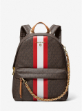 Slater Medium Signature Logo Stripe Backpack on Sale At Michael Kors