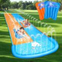 Slip and Slide Lawn Water Slides, 16.5FT Water Slip Slide for Kids Adults with 2 Bodyboards Water Racing Lanes Outdoor...