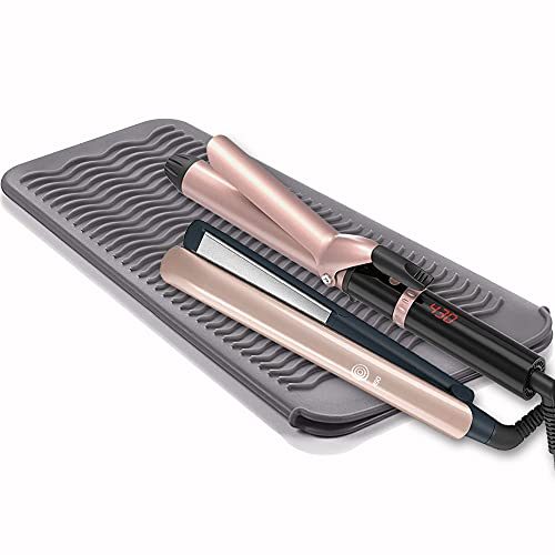 SmellRose Hair Iron Mat & Pouch, Professional Heat Resistant Mat for Flat Iron and Curling Iron, Portable Travel Silicone Hair...
