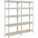Smile Mart 5-Shelf Boltless & Adjustable Steel Storage Shelf Unit, Silver, Holds up to 330 lb Per Shelf, 2 Pack