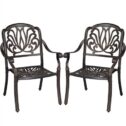 SmileMart Antique Bronze Scroll Design Aluminum Outdoor Bistro Chairs, Set of 2