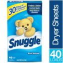 Snuggle Fabric Softener Dryer Sheets, Blue Sparkle, 40 Count