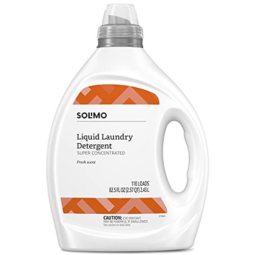Solimo Amazon Brand Concentrated Liquid Laundry Detergent, Fresh Scent, 110 Loads, 82.5 Fl Oz